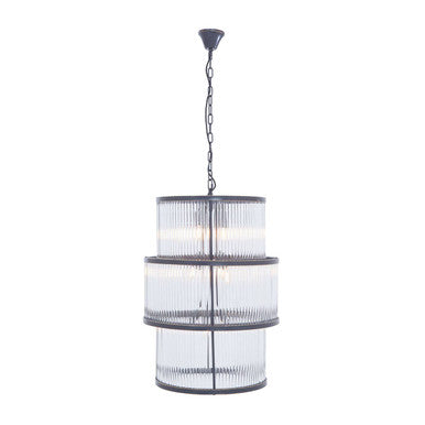 Orsina Salasco 3-Tier Glass Chandelier | Antique Black Metal Frame