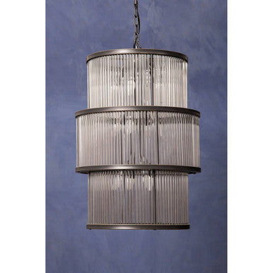 Orsina Salasco 3-Tier Glass Chandelier | Antique Black Metal Frame