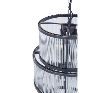 Orsina Salasco 3-Tier Glass Chandelier | Antique Black Metal Frame