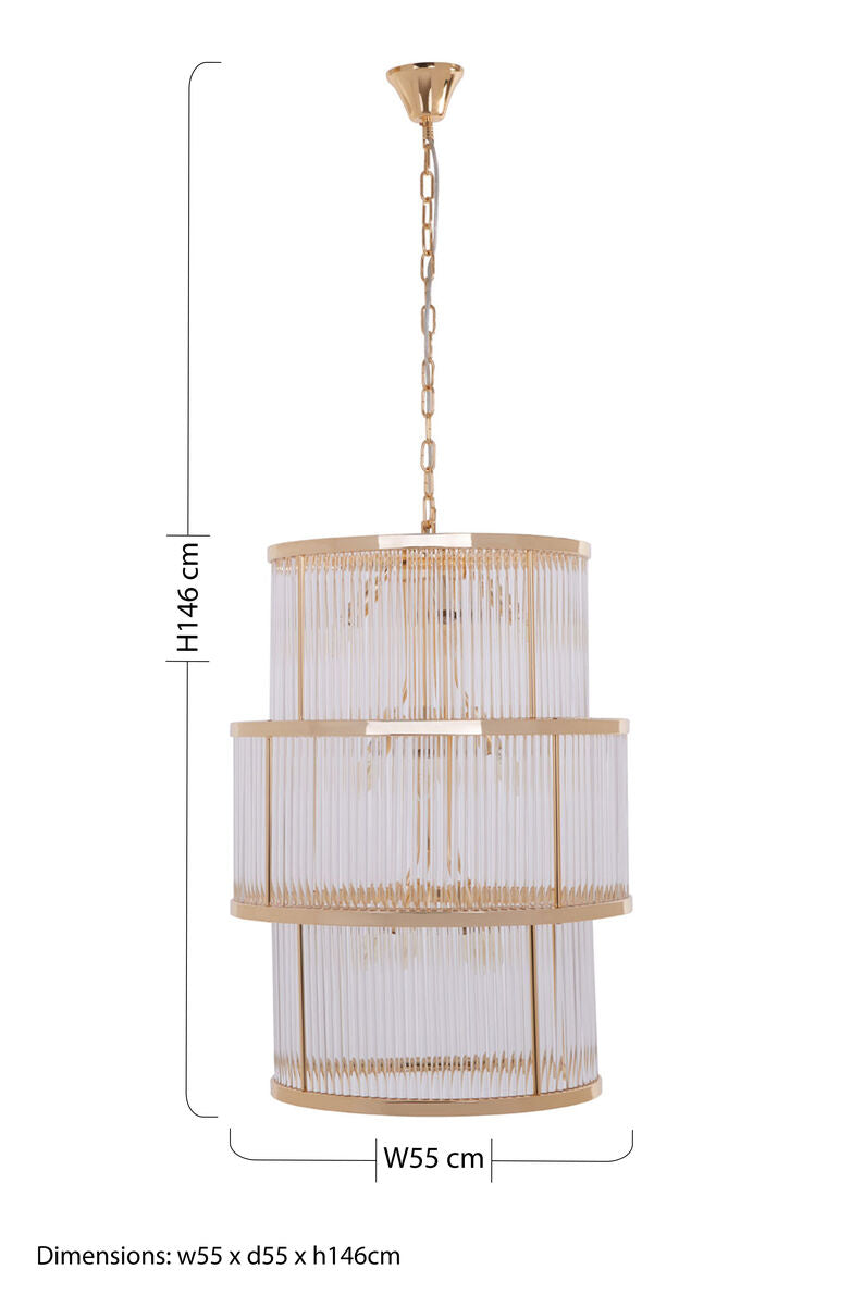 Orsina Salasco 3-Tier Gold Glass Chandelier – Modern Luxury Lighting