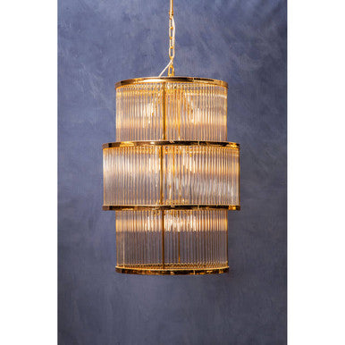 Orsina Salasco 3-Tier Gold Glass Chandelier – Modern Luxury Lighting