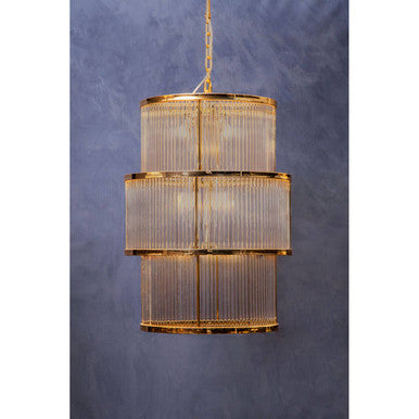 Orsina Salasco 3-Tier Gold Glass Chandelier – Modern Luxury Lighting