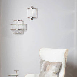 Orsina Salasco 3-Tier Nickel Wall Light | Fluted Glass Modern Sconce