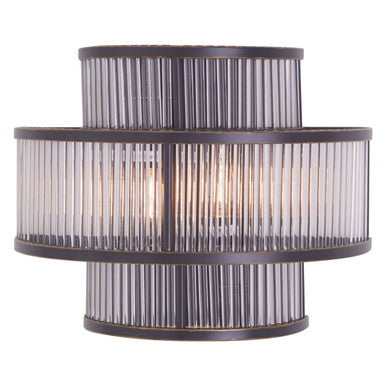 Orsina Salasco 3-Tier Wall Light – Black Fluted Glass Sconce