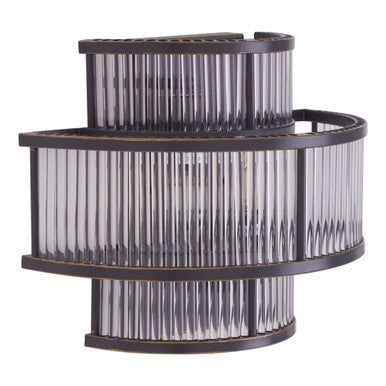 Orsina Salasco 3-Tier Wall Light – Black Fluted Glass Sconce