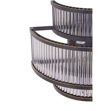 Orsina Salasco 3-Tier Wall Light – Black Fluted Glass Sconce