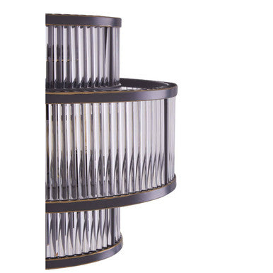 Orsina Salasco 3-Tier Wall Light – Black Fluted Glass Sconce