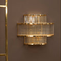 Orsina Salasco 3-Tier Gold Wall Light | Art Deco Fluted Glass Sconce