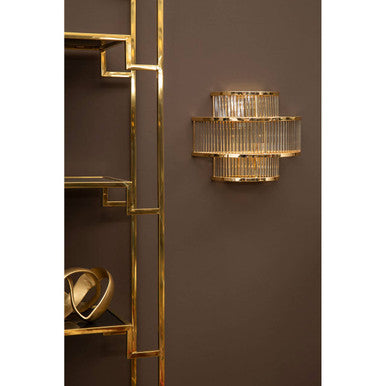 Orsina Salasco 3-Tier Gold Wall Light | Art Deco Fluted Glass Sconce