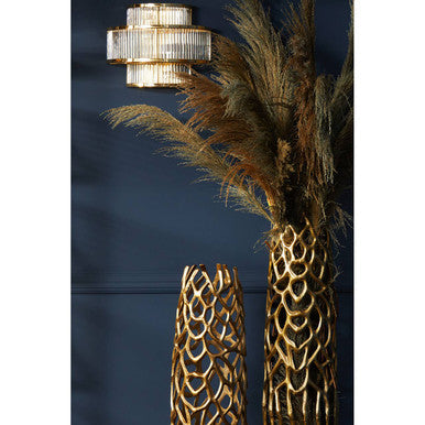 Orsina Salasco 3-Tier Gold Wall Light | Art Deco Fluted Glass Sconce