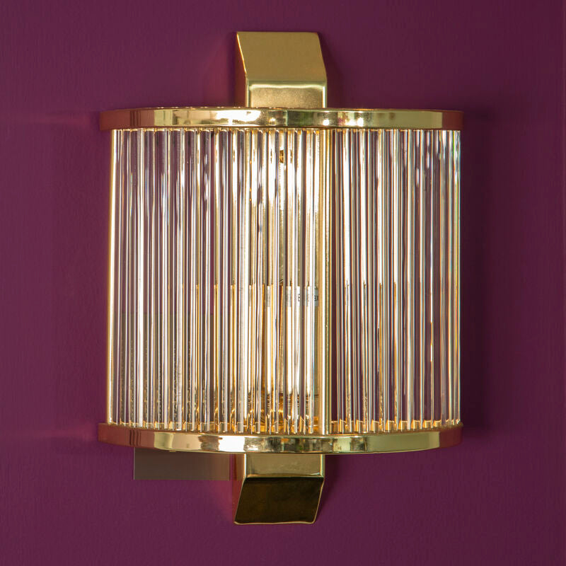 Orsina Salasco Wall Light – Gold Iron Sconce with Fluted Glass