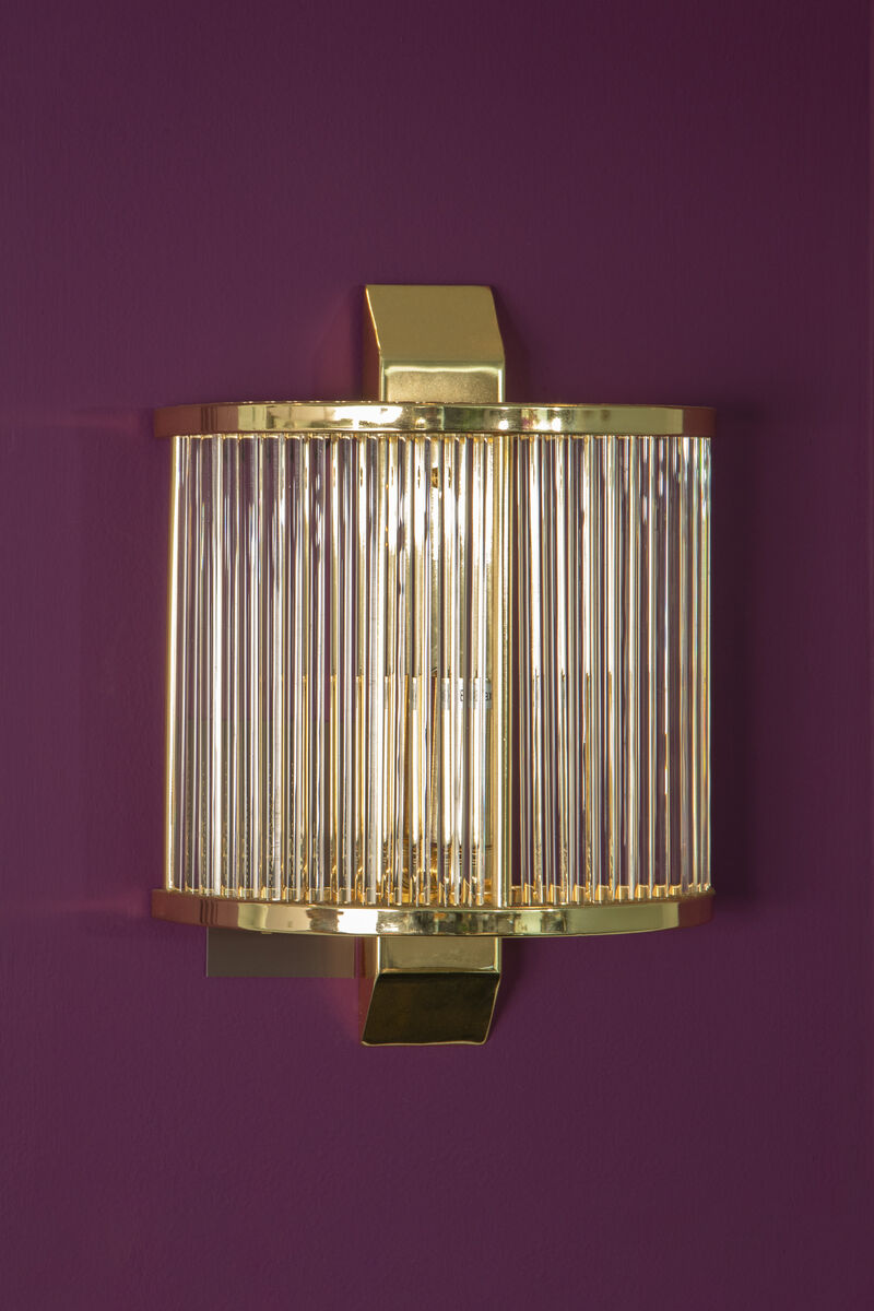 Orsina Salasco Wall Light – Gold Iron Sconce with Fluted Glass