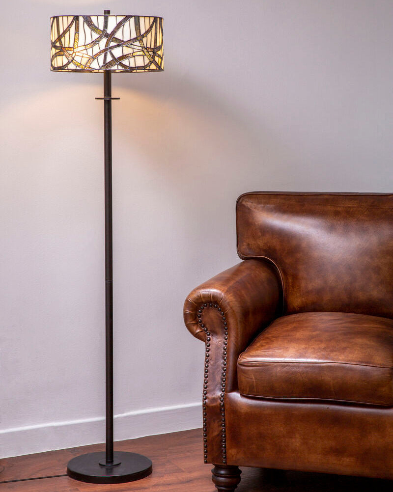 Orsina Waldorf Branch Floor Lamp – Stained Glass & Iron Reading Light