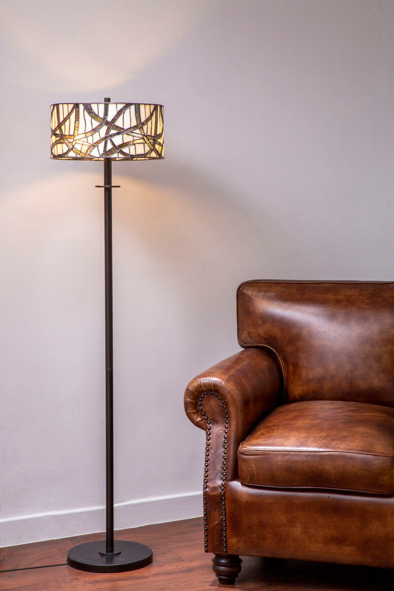 Orsina Waldorf Branch Floor Lamp – Stained Glass & Iron Reading Light
