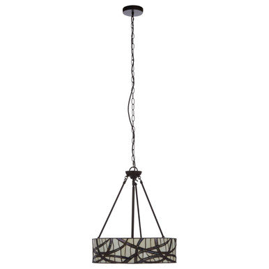 Orsina Waldorf Branch Pendant Light – Bronze & Stained Glass Fixture