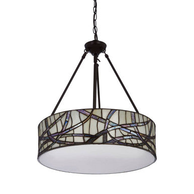 Orsina Waldorf Branch Pendant Light – Bronze & Stained Glass Fixture