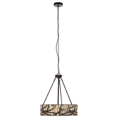 Orsina Waldorf Branch Pendant Light – Bronze & Stained Glass Fixture