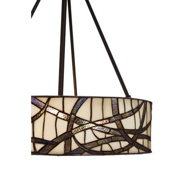 Orsina Waldorf Branch Pendant Light – Bronze & Stained Glass Fixture