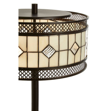 Orsina Waldorf Diamond Deco Table Lamp | Stained Glass & Bronze