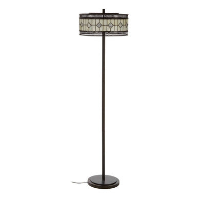 Orsina Waldorf Art Deco Floor Lamp – Bronze & Diamond Glass Shade