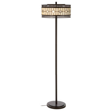 Orsina Waldorf Art Deco Floor Lamp – Bronze & Diamond Glass Shade