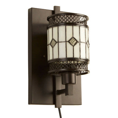 Orsina Waldorf Diamond Art Deco Wall Sconce | Bronze Stained Glass