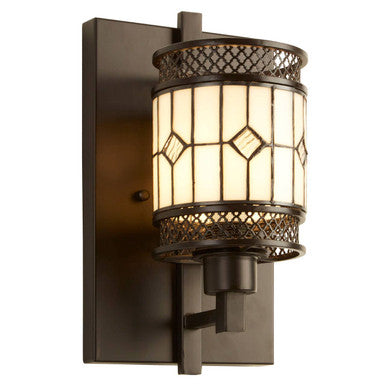 Orsina Waldorf Diamond Art Deco Wall Sconce | Bronze Stained Glass