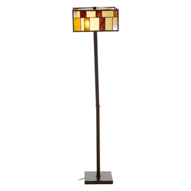 Orsina Waldorf Square Art Deco Floor Lamp – Bronze & Geometric Glass