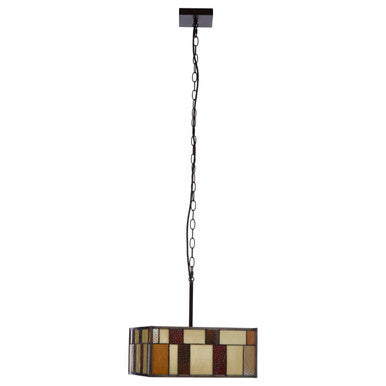 Orsina Waldorf Deco Square Ceiling Light | Rustic Bronze & Glass