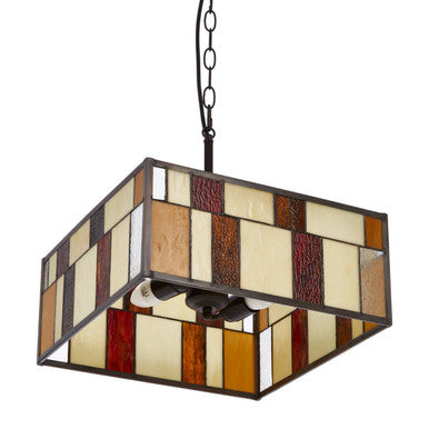 Orsina Waldorf Deco Square Ceiling Light | Rustic Bronze & Glass