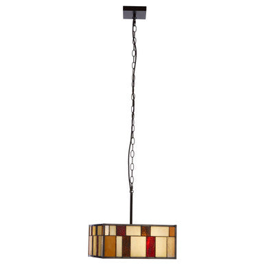 Orsina Waldorf Deco Square Ceiling Light | Rustic Bronze & Glass