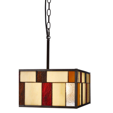 Orsina Waldorf Deco Square Ceiling Light | Rustic Bronze & Glass