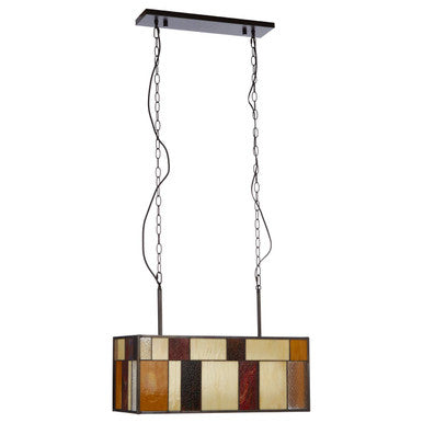 Orsina Waldorf Deco Rectangle Ceiling Light – Bronze & Textured Glass