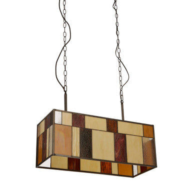 Orsina Waldorf Deco Rectangle Ceiling Light – Bronze & Textured Glass