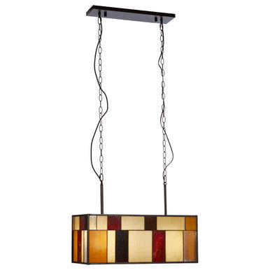 Orsina Waldorf Deco Rectangle Ceiling Light – Bronze & Textured Glass