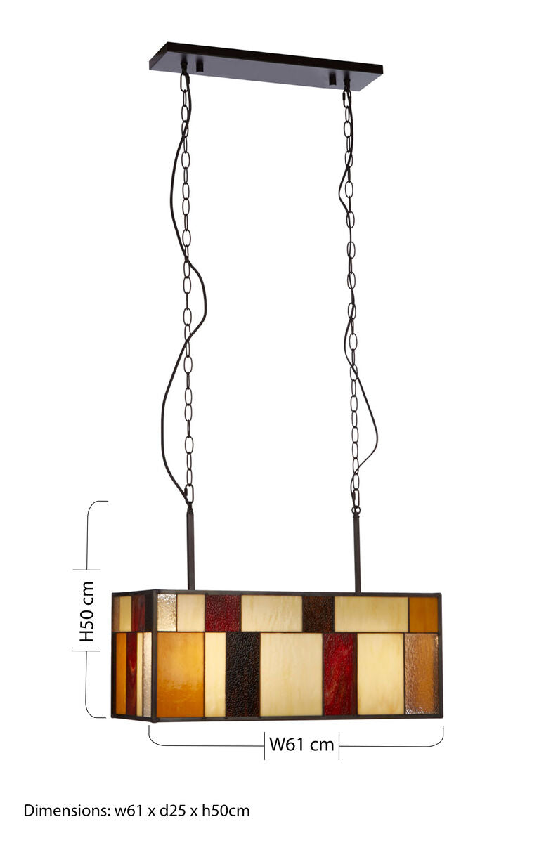 Orsina Waldorf Deco Rectangle Ceiling Light – Bronze & Textured Glass