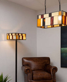 Orsina Waldorf Deco Rectangle Ceiling Light – Bronze & Textured Glass