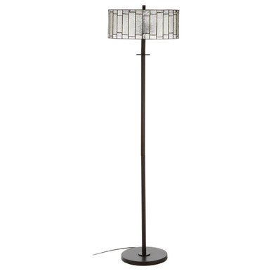 Orsina Waldorf Deco Floor Lamp – Bronze Geometric Tiffany Glass
