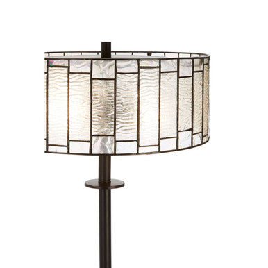 Orsina Waldorf Deco Floor Lamp – Bronze Geometric Tiffany Glass