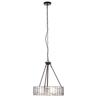 Orsina Waldorf Art Deco Pendant Light – Bronze & Textured Glass