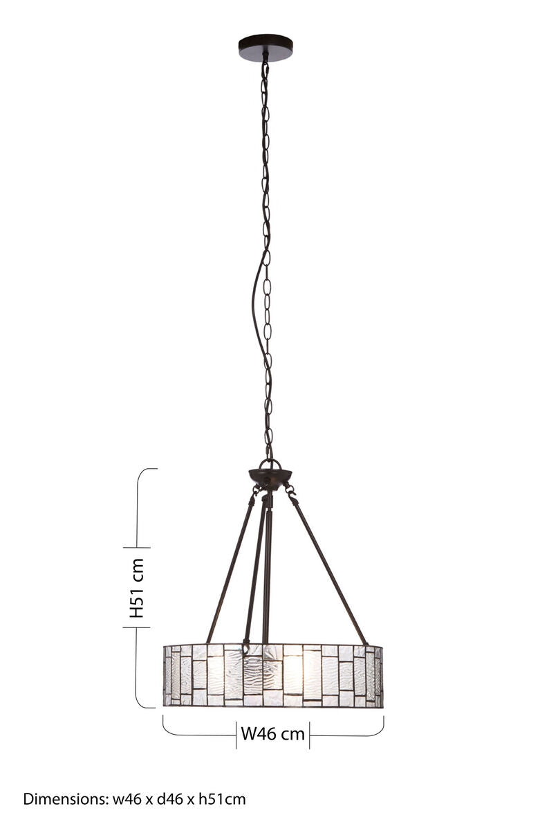 Orsina Waldorf Art Deco Pendant Light – Bronze & Textured Glass
