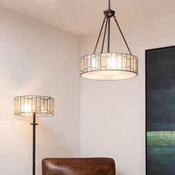 Orsina Waldorf Art Deco Pendant Light – Bronze & Textured Glass