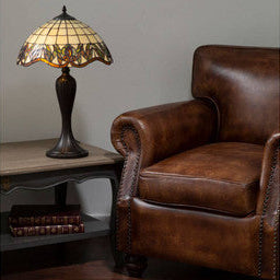 Orsina Wisteria Tiffany Table Lamp – Stained Glass Floral Umbrella Shade