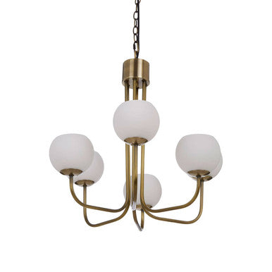 Orsina Waylen 6-Arm Modern Chandelier – Silver Iron & Clear Glass