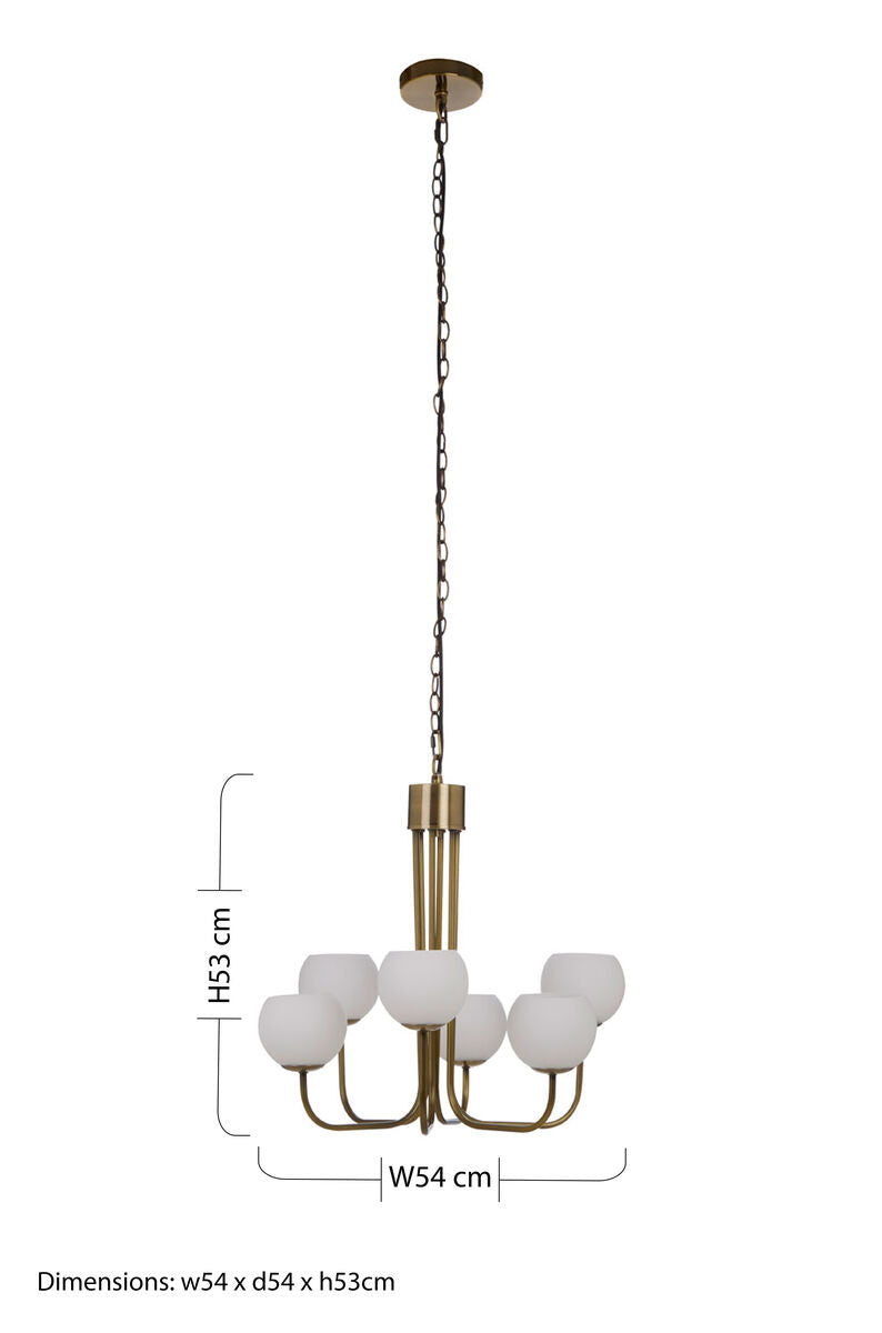 Orsina Waylen 6-Arm Modern Chandelier – Silver Iron & Clear Glass