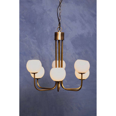 Orsina Waylen 6-Arm Modern Chandelier – Silver Iron & Clear Glass