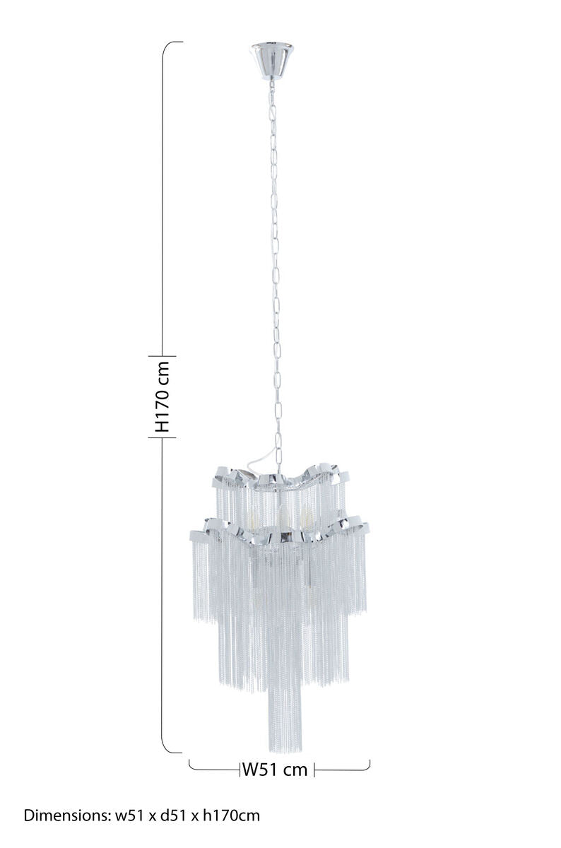 Orsina Lerici 2-Tier Chrome Pendant Light – 6-Light Modern Chandelier