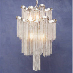 Orsina Lerici 2-Tier Chrome Pendant Light – 6-Light Modern Chandelier