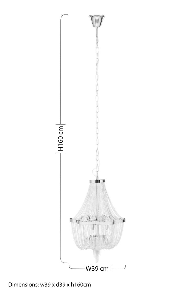 Orsina Lerici 6-Light Chrome Pendant – 39cm Modern Chain Chandelier