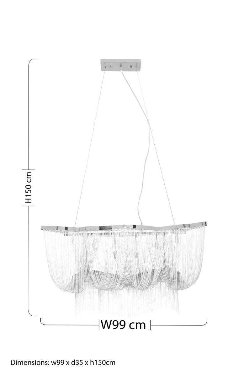 Orsina Lerici 6-Light Chrome Pendant Light | Modern Chain Chandelier